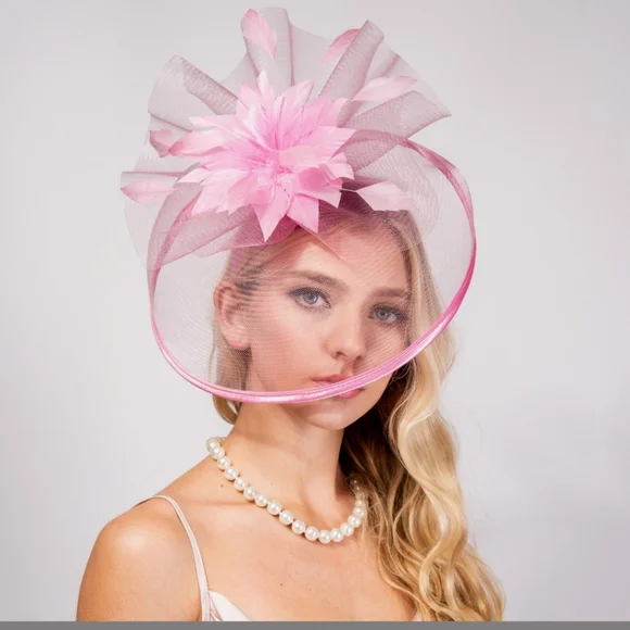 Stunning Pink 3pc Fascinator Kentucky Derby Cocktail Tea Parties Races Churc… M22019 ( Hot Pink ) Kentucky Derby hat Church hat Wedding  main image 3